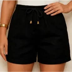 Short Feminino Sem Bolso Com Ponteira Linho Rustico Premium
