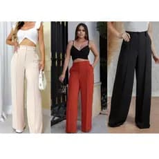Calça Feminina Pantalona Duna Wide Leg Cintura Alta E Linhao