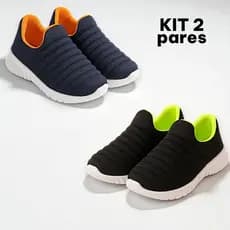 Kit 2 Tênis Sem Cadarço Calce Fácil Bordado Infantil Menino Confortável e Leve Colorido