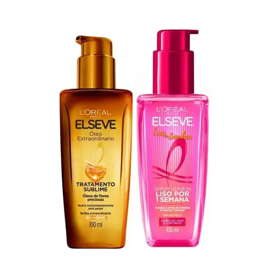 KIT ELSEVE ÓLEO EXTRAORDINÁRIO 100ML + SÉRUM ELSEVE LISO DOS SONHOS 100ML