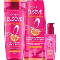 L'Oréal Paris Elseve Liso dos Sonhos Kit Sh+Cond 400ml e Sérúm Leave-in liso dos sonhos