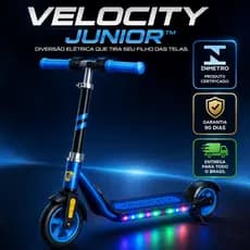 Patinete Elétrico Infantil LED 150W Recarregável Até 15km/h Até 60kg Com Freio Eletrônico Certificado INMETRO