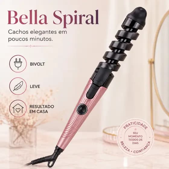 Bella Spiral Modelador de Cachos Espiral Bivolt 30W | Babyliss Modelador de Cachos Profissional Portátil para Cabelos On