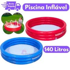 Piscina Infantil Inflável 140 Litros 3 Anéis Redondas Super Resistente Para Lazer Verão