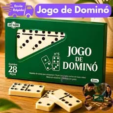 Dominó Profissional Grande com 28 Peças Tipo Osso + Estojo Maleta Resistente Alta Qualidade