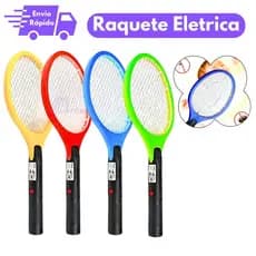Raquete Elétrica Mata Mosquitos Insetos Dengue Mosca Pernilongos Recarregável 110-220V Bivolt