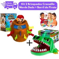 Kit 2 Brinquedos Pula Pirata Barril E Jacaré Crocodilo Morde Dedo Para Crianças