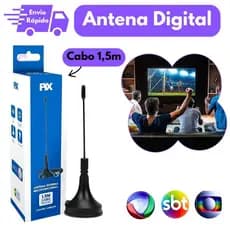 Antena Digital Para TV 1,5 Metro | Imagem HD e Instalação Fácil | Alta Sensibilidade e Alcance