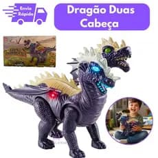 Dragão de Duas Cabeças com Luz, Som e Movimento Brinquedo Infantil Interativo Realista Educativo Diversão Garantida