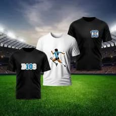 Kit 3 Camisa Dry Fit Camiseta Blusa Streetwear Masculina Feminina Premium Maradona D10S 10 Argentina Futebol Time