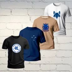 Kit 4 Camisetas Masculina Camisa Torcedor Time de Futebol 100% Algodao Mafia Azul Raposa Azul