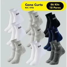 Pacotão 06 kits 18 Pares - Meia canelada masculina cano curto