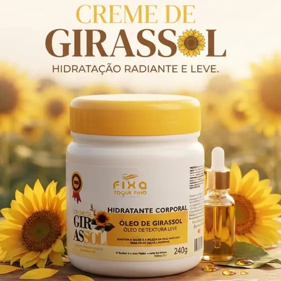 Creme Hidratante Corporal Óleo de Girassol 240g Nutrição Intensa Hidratação Profunda Para Todos os Tipos de Pele