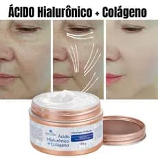 Creme Ácido Hialurônico + Colágeno Hidratante Facial 100g Anti Rugas Hidratação Profunda Para Pele