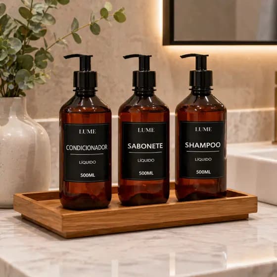 Frasco Porta Shampoo Condicionador Kit Banheiro Completo Acessórios Pote Para Sabonete Líquido