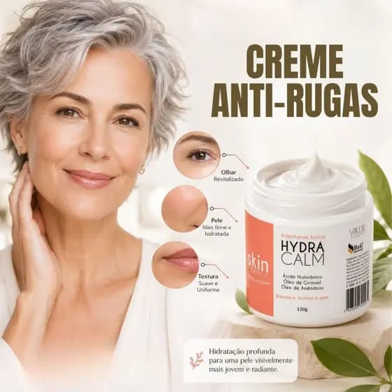 Creme Anti-Rugas  Colágeno Ácido Hialurônico Creme Facial Hidratação Profunda Flacidez Pele Firme 120g