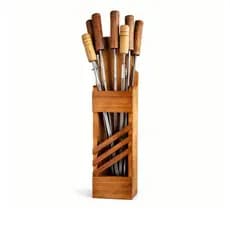 Suporte Porta Espetos de Parede em Madeira Pinus Organizador para Churrasco Churrasqueira