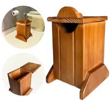 Lixeira de Madeira 5 Litros com Tampa Cesto de Lixo para Banheiro Cozinha Multiuso Decorativa