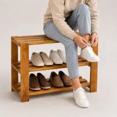 Sapateira 3 Andares em Madeira Maciça Organizador de Sapatos pra Hall de Entrada Prateleira Multiuso