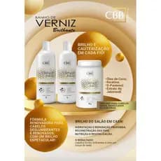 Kit capilar Banho de verniz Brilhante Cbb cosméticos c/03 itens 1l