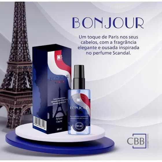 Perfume capilar fragrância toque Paris CBB cosméticos 60ml