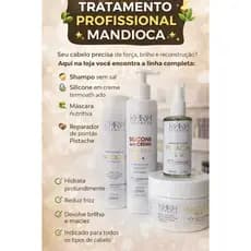 TRATAMENTO PROFISSIONAL MANDIOCA c/04 itens força, crescimento e restauração capilar