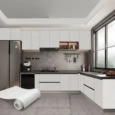 Papel de Parede Branco Premium Resistente Impermeável Removível para Sala Cozinha Móveis Comércio Reforma5M*45CM