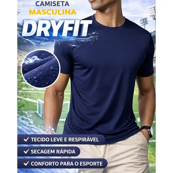 Camiseta Masculina DryFit Gola Redonda Verão Academia Básica Lisa Comfortável