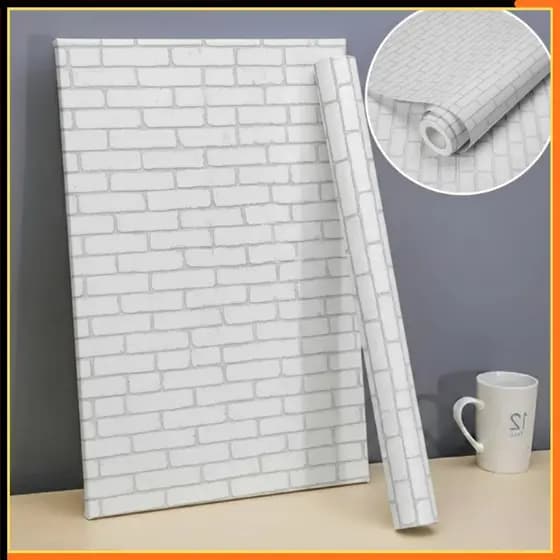 Papel de Parede 3D Textura Tijolo Branco Clean Autoadesivo À Prova D'água Removível Ambiente Acolhedor Sala Comércio