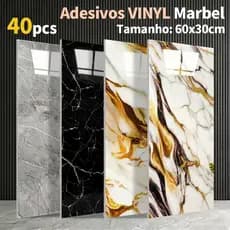 Placas Adesivas Efeito Mármore 60x30cm | Kit 10/20/40 Unidades, Decoração para Sala, Quarto e Cozinha