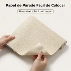 Papel Adesivo Imita Linho Marrom Claro Autocolante Removível Impermeável 45cm x 5m Decoração para Sala Quarto Cozinha