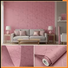 Adesivo Premium de Parede 5 Metros x 45cm Lavável Zara Rosa Rose Gold linhas amareladas Quarto Sala Autocolante