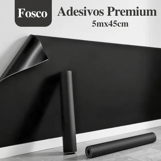 Papel Contact Adesivo Preto Fosco 5m*45cm Lavável Auto Colante Fácil Aplicação Decoração Móveis Parede
