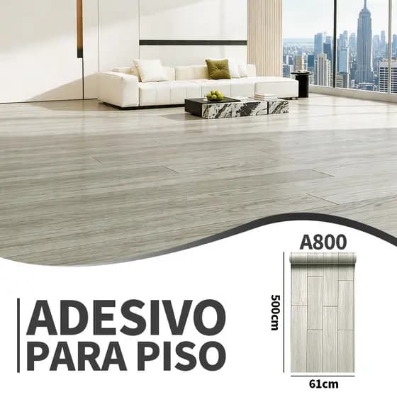 Adesivo Para Piso Pvc Textura de madeira Autocolante Proprio Para Chão Alta qualidade Cor Cinza Claro 5metros x 61cm