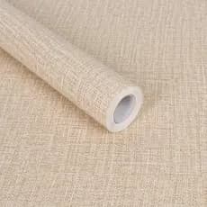 Papel De Parede Autocolante Efeito Textura De Linho Amarelo Areia Bactericida Rolo 5m X 45cm