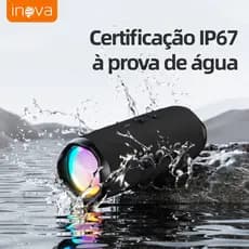 INOVA Caixa de Som Bluetooth Portátil IPX67 com LED, Som Potente 16W, Bateria 2400mAh