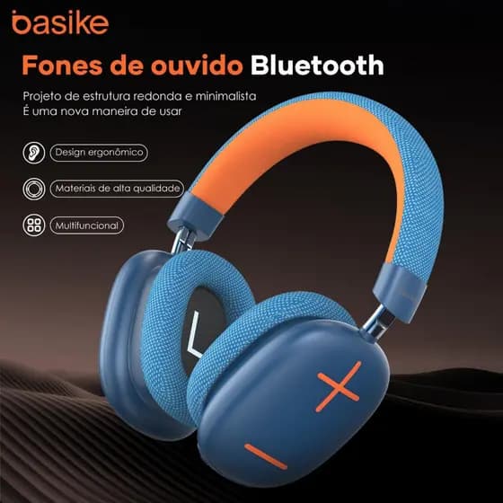 Basike Fone de ouvido Bluetooth montadona cabeça Bluetooth v5.3 ANC Efeito