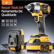 INOVA Kit Chave De Impacto 3 em 1 20v Brushless 1/2pol Profissional Com 30 peças