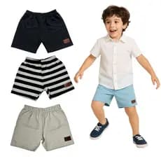 KIT 3 BERMUDAS Infantil MOLETINHO SHORTS MENINO Tamanho 1 ao10