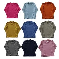 Kit 3 Peças Blusa Gola Alta Malha Canelada Cacharrel Infantil Menina Tamanho 1 ao 10 Anos