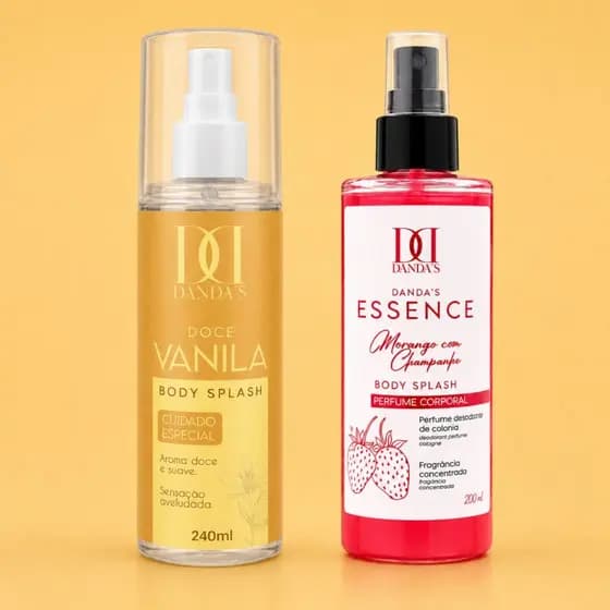 Body Splash Desodorante Corporal Perfume Colônia Feminino Vanila Morango com Champanhe 200ml Kit 2