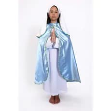 Fantasia Religiosa Nossa Senhora Infantil Azul e Branco com Capa e Véu Luxo - Católica - Catequese -Apresentações Igreja