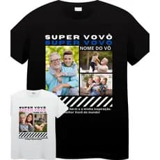 Camiseta Avós Vovô Vovó Fotos e Nome - Algodão Vó Vô