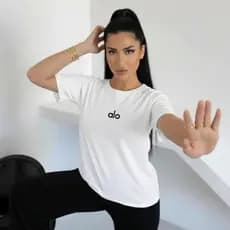 Camiseta T-Shirt Estilosa Feminina 100% Algodão Blusa Academia Fitness Yoga Várias Cores Envio Imediato