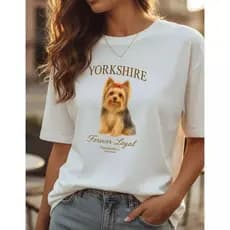 Camiseta T-SHIRT Unissex 100% Algodão Estampa Cachorros Dog Lovers Yorkshire, Spitz, Bulldog. POODLE