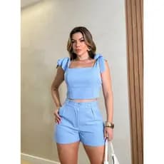 CONJUNTO FEMININO CROPPED E SHORT VERAO NOVO 2025 SP002