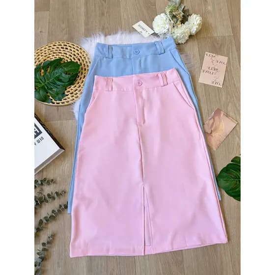 Saia Mídi Marrante Moda Evangélica Com Bolsa SP031