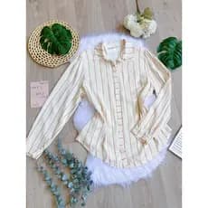 camisa feminina abotoar listrada Casual SP028