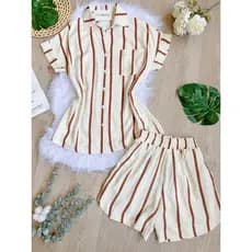 Conjunto Camisa e Shorts Listrado Viscolinho SP060