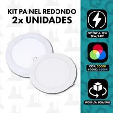 kit 2 Luminaria 12w/18w/24w  Painel Plafon Led Embutir/Sobrepor Redondo bivolt  FABRICA UM